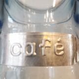 Coffee and sugar jars in blue glass and aluminum