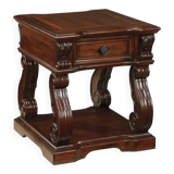 Traditional Handmade Square Coffee Table, 1 Storage Drawer, Solid Walnut