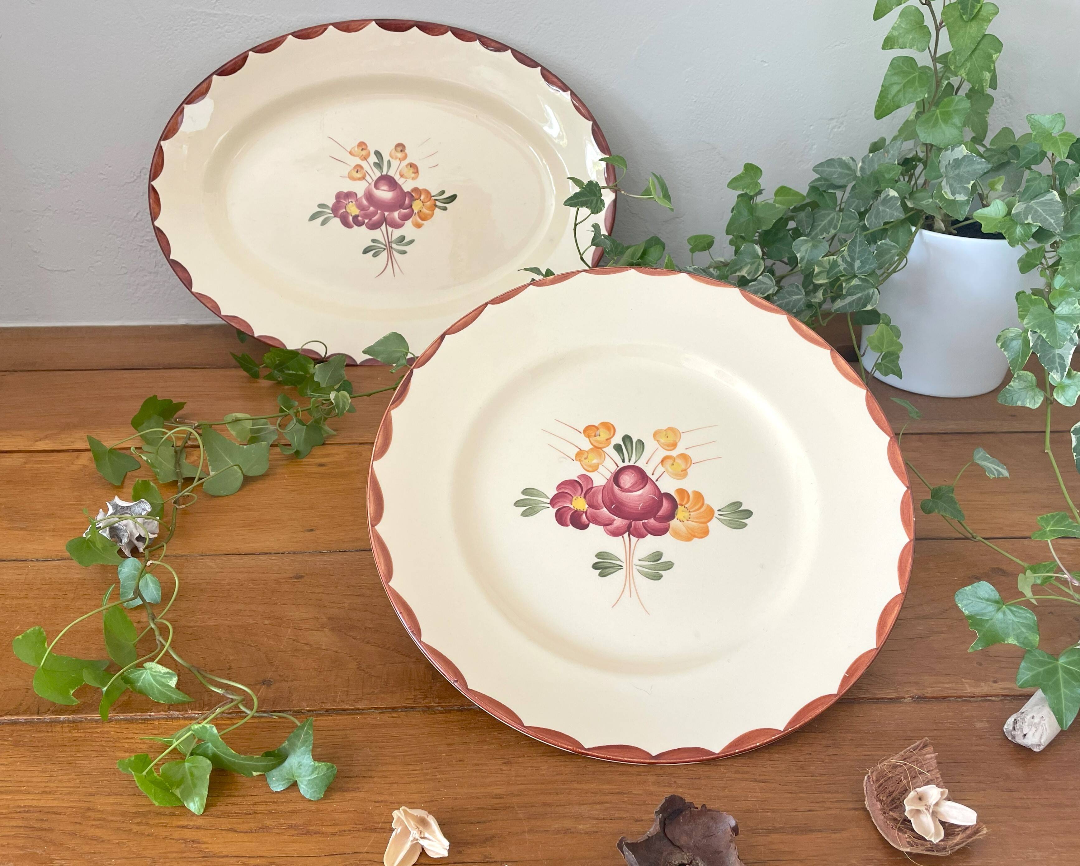 Pair of antique Longchamp earthenware dishes