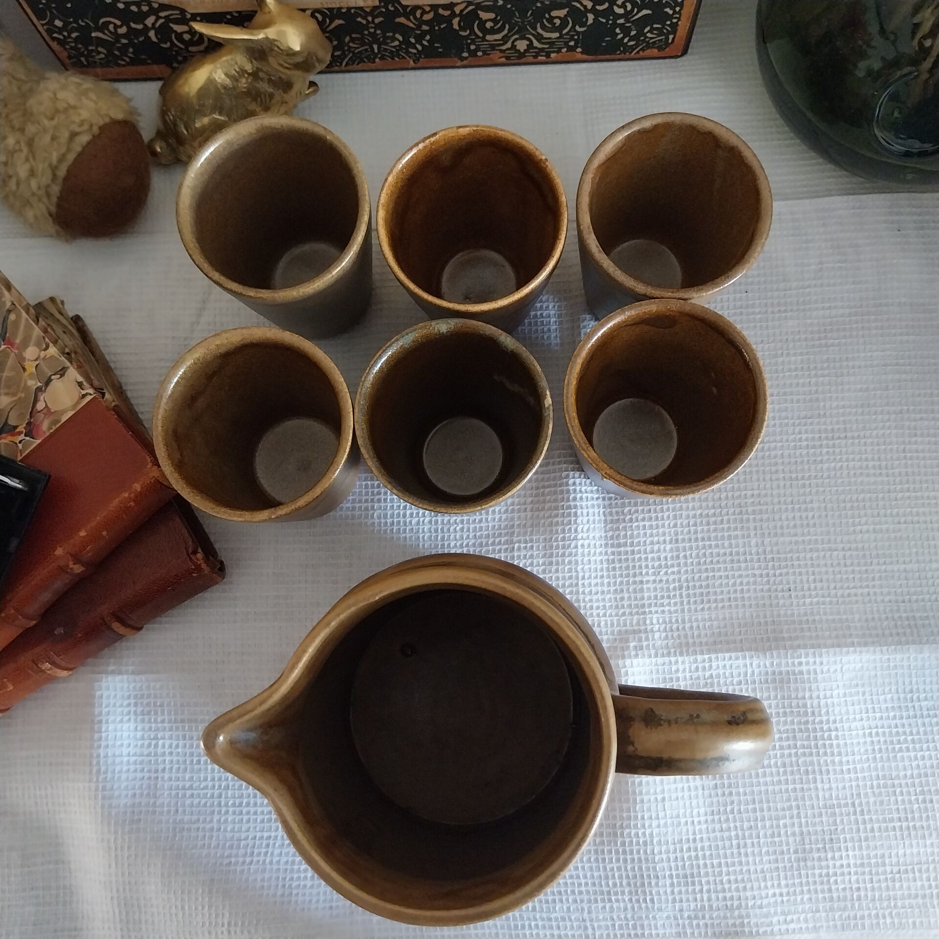 Pichet et verres en grès vintage Digoin