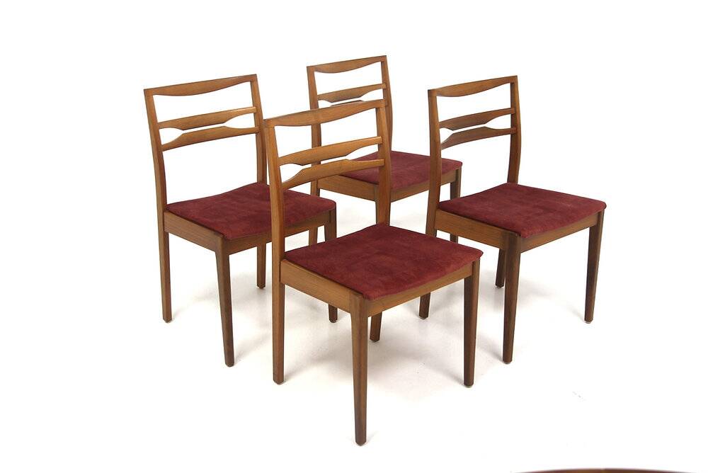 Set of 4 Scandinavian walnut chairs, Sweden, 1960.