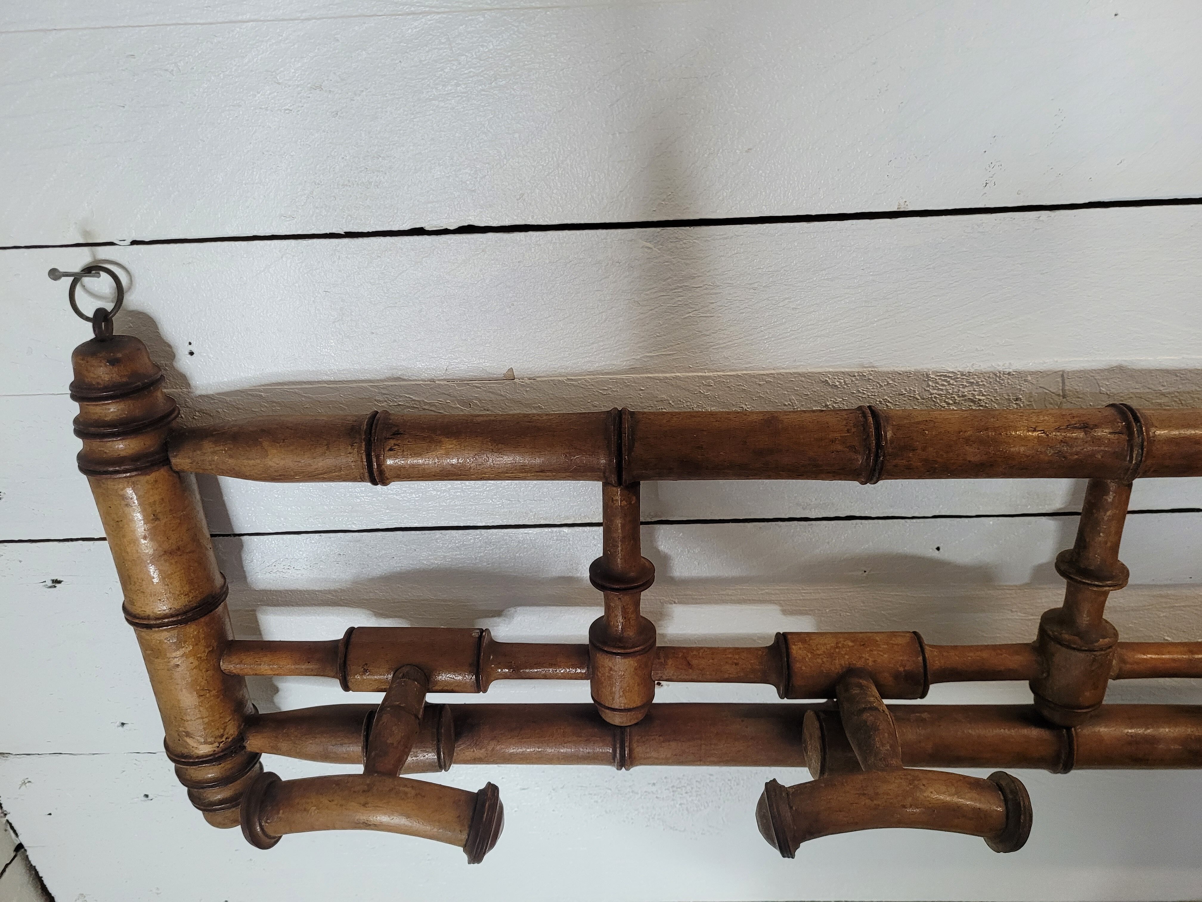 Coat rack wood bamboo 5 hooks, 106cms of L
