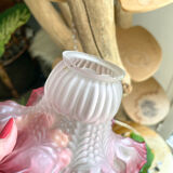 Vintage pink frosted glass tulip lamp