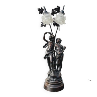 Grande lampe d'après Auguste Moreau style Art Nouveau 1900