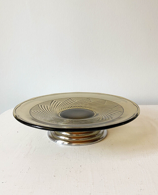 Art Deco fruit cut smoked glass