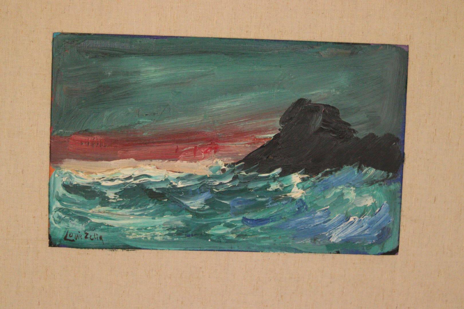 Original Mid Century Swedish Oil on Panel – “Waves” by Louis Zelig – Signed
