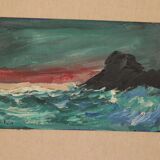 Original Mid Century Swedish Oil on Panel – “Waves” by Louis Zelig – Signed
