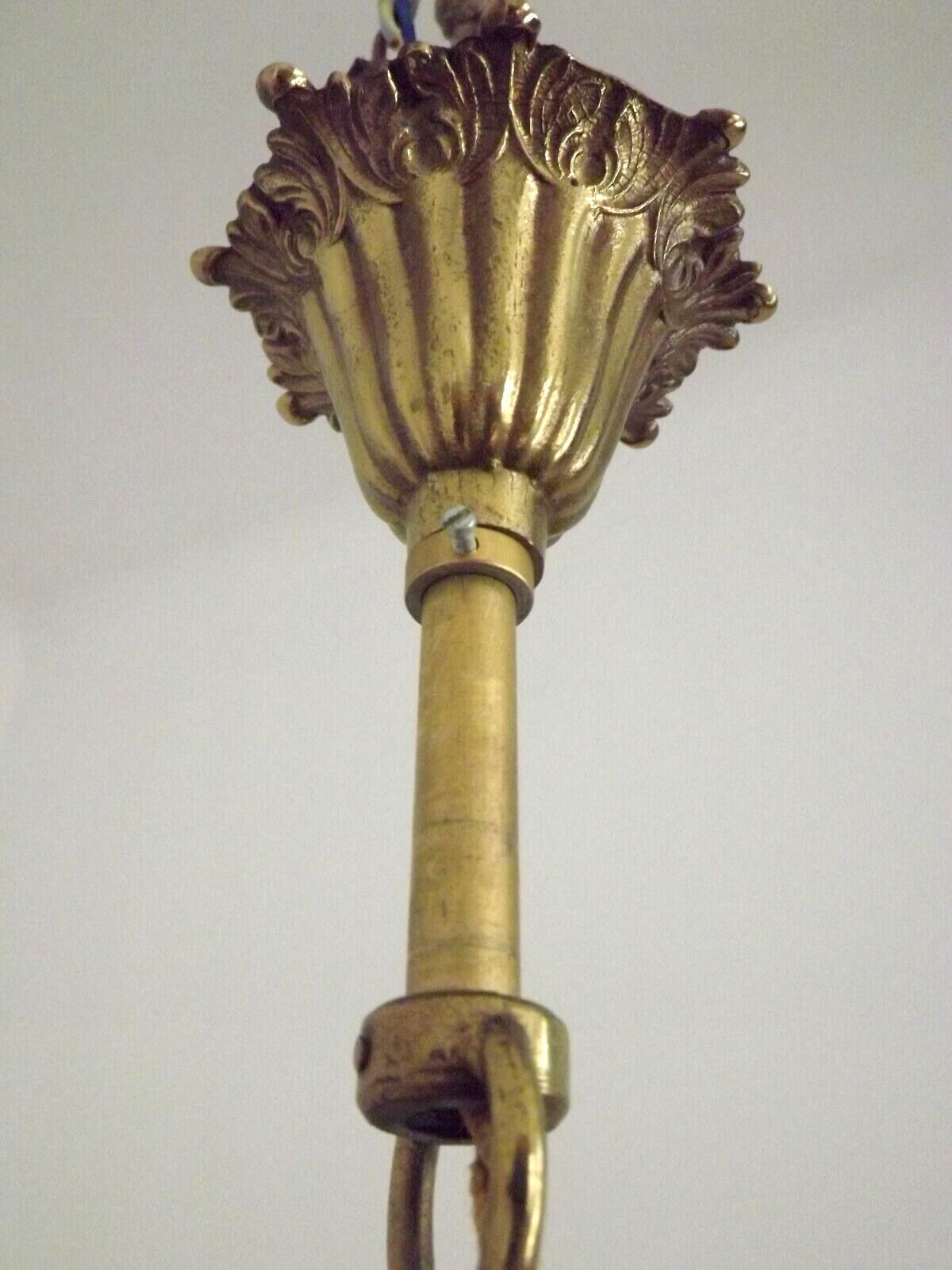 Vintage french bronze 5 light chandelier with leaf detail 3936