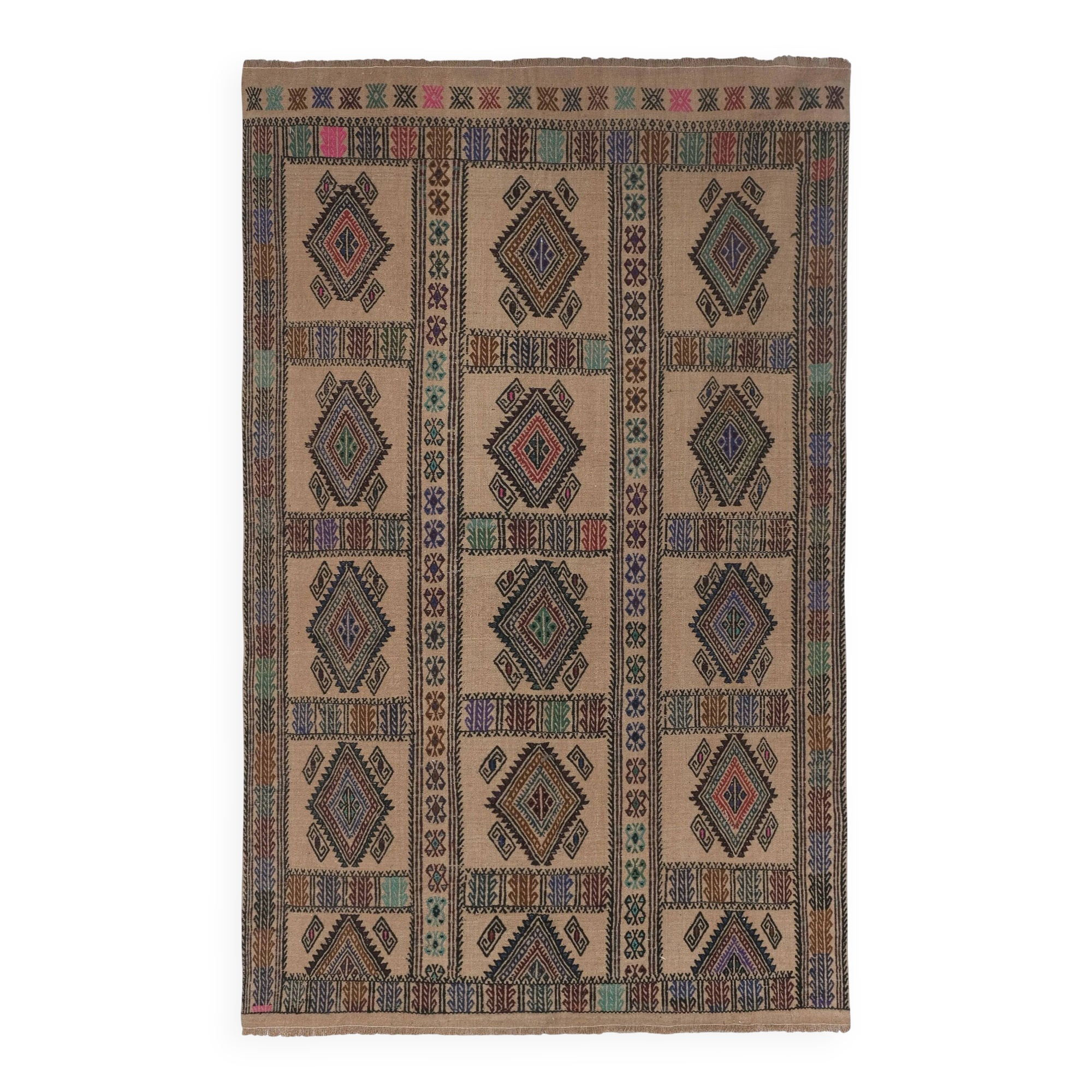 Vintage Turkish kilim, handwoven, 151x221 cm.