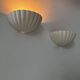 Pair of vintage shell wall lights, cream white, France 1970.