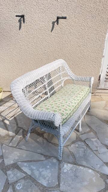 Vintage rattan kids garden bench