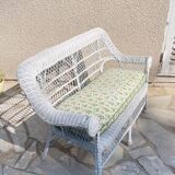 Vintage rattan kids garden bench