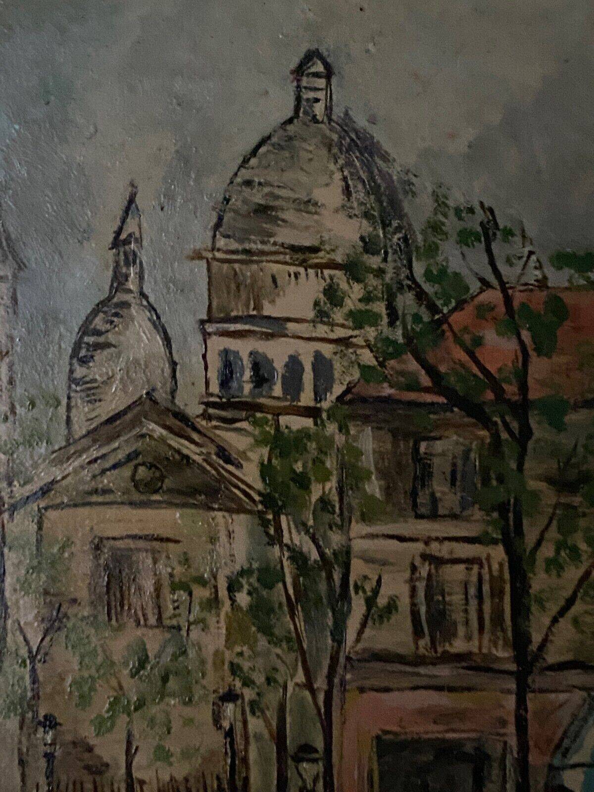 Oil on Isorel by Monick place du Tertre XXe Paris