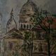 Oil on Isorel by Monick place du Tertre XXe Paris