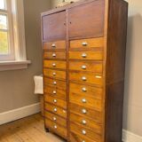 vintage industrial wooden drawer cabinet / archive cabinet