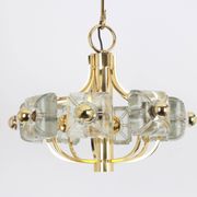 Large brass and crystal glass pendant by Sische, Germany, 1970s.