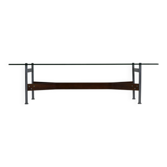 Table basse design des années 60 en palissandre et verre par Rudolf Glatzel pour Fristho