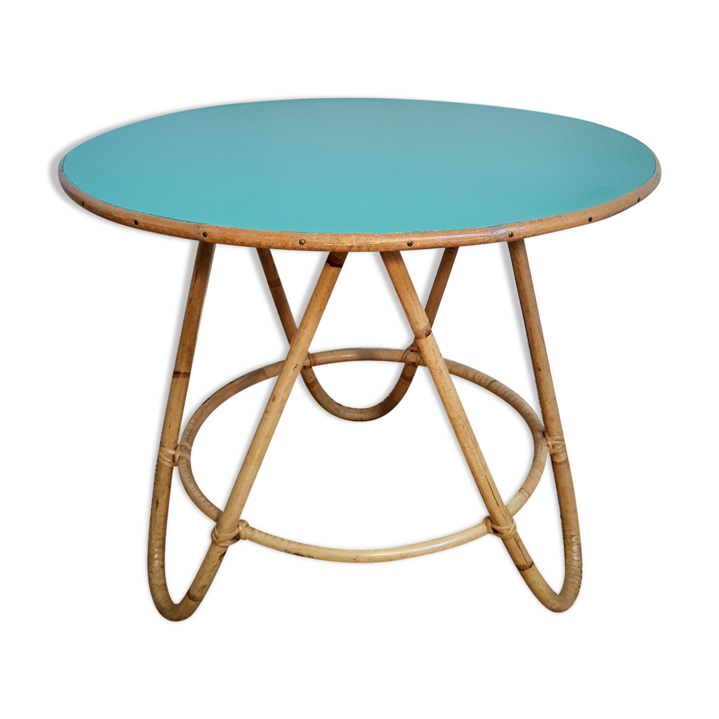 Vintage restyled rattan tripod table