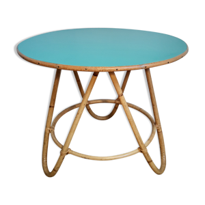 table tripode en rotin