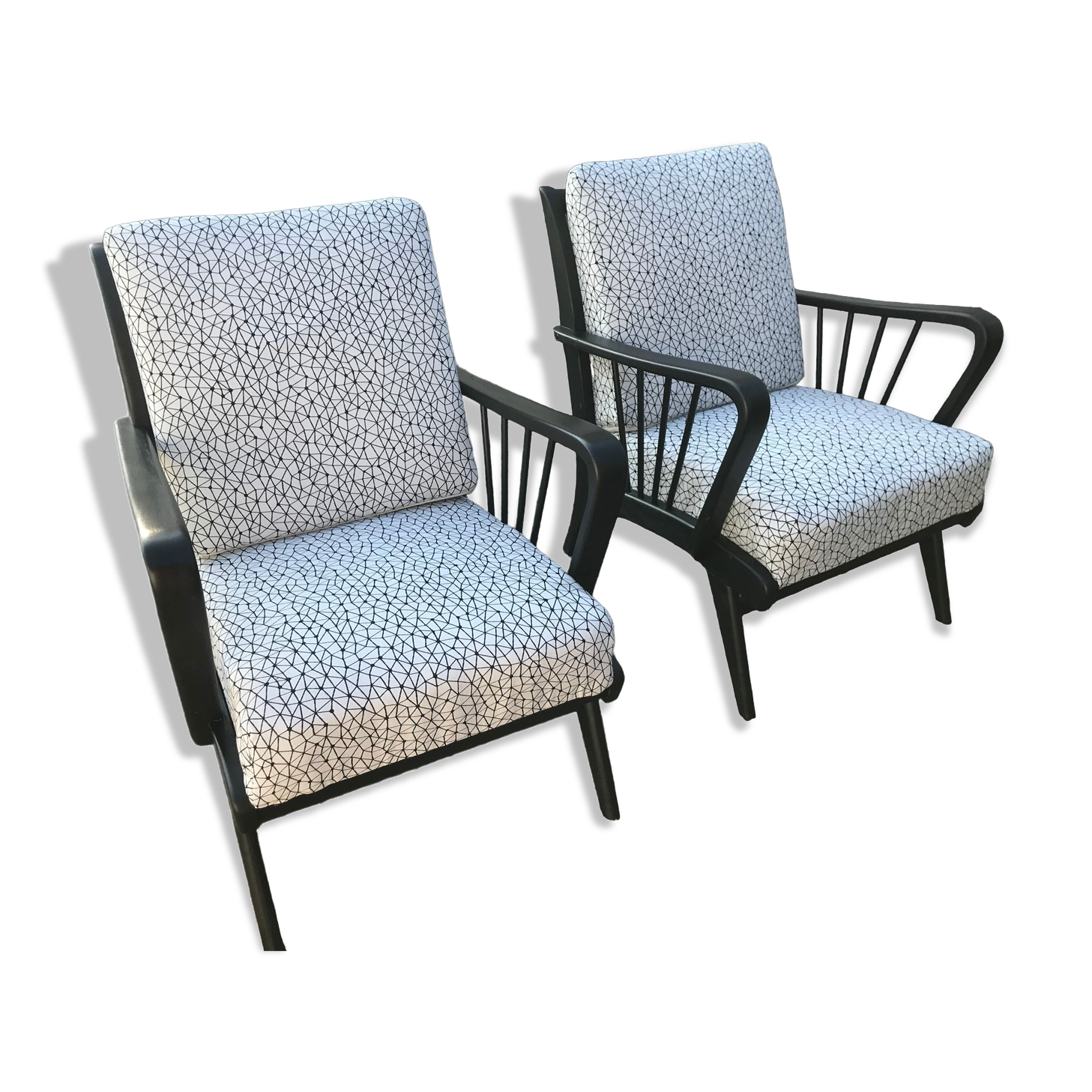 Armchairs with black and white patterns vintage 60s