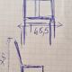 Old Empire-style gondola chair. Wooden chair - gold velvet. L48cm