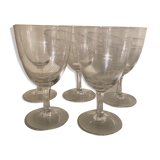Ensemble de 5 verres à vin anciens gravés
