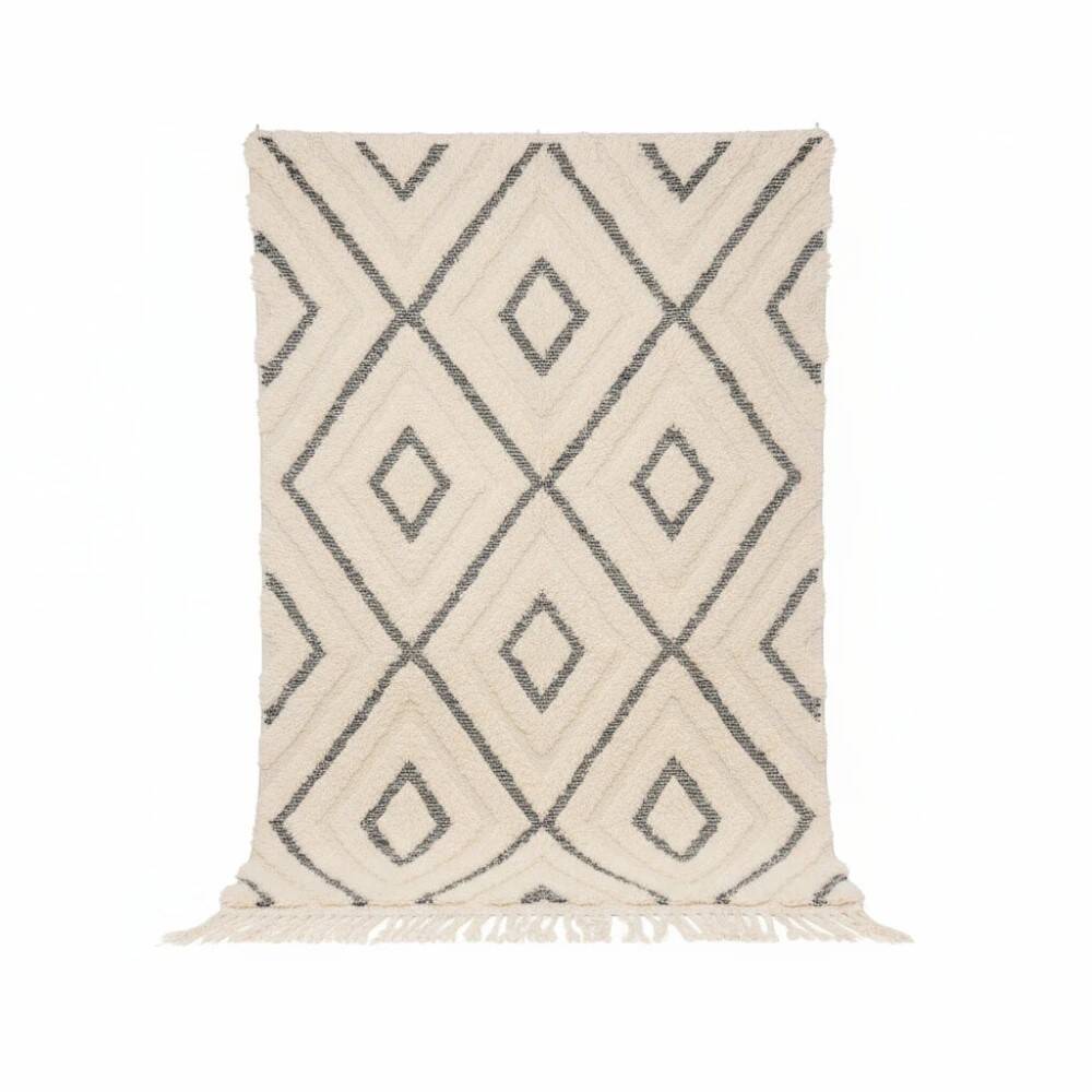 Berber rug with hollow diamonds in wool