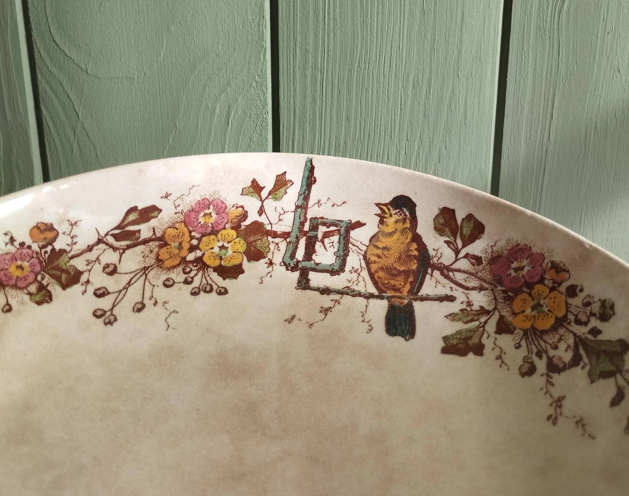 Ironstone compote E. Bourgeois Grand Dépôt Birds