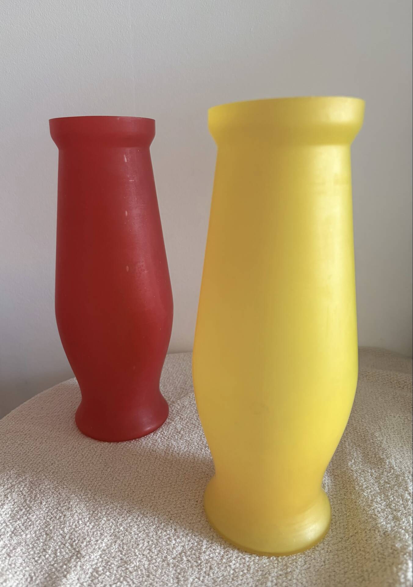 Vintage Mid-Century Modern Frosted Satin Glass Vase Pair
