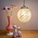 Vintage art deco globe pendant light in pink and gold Clichy glass