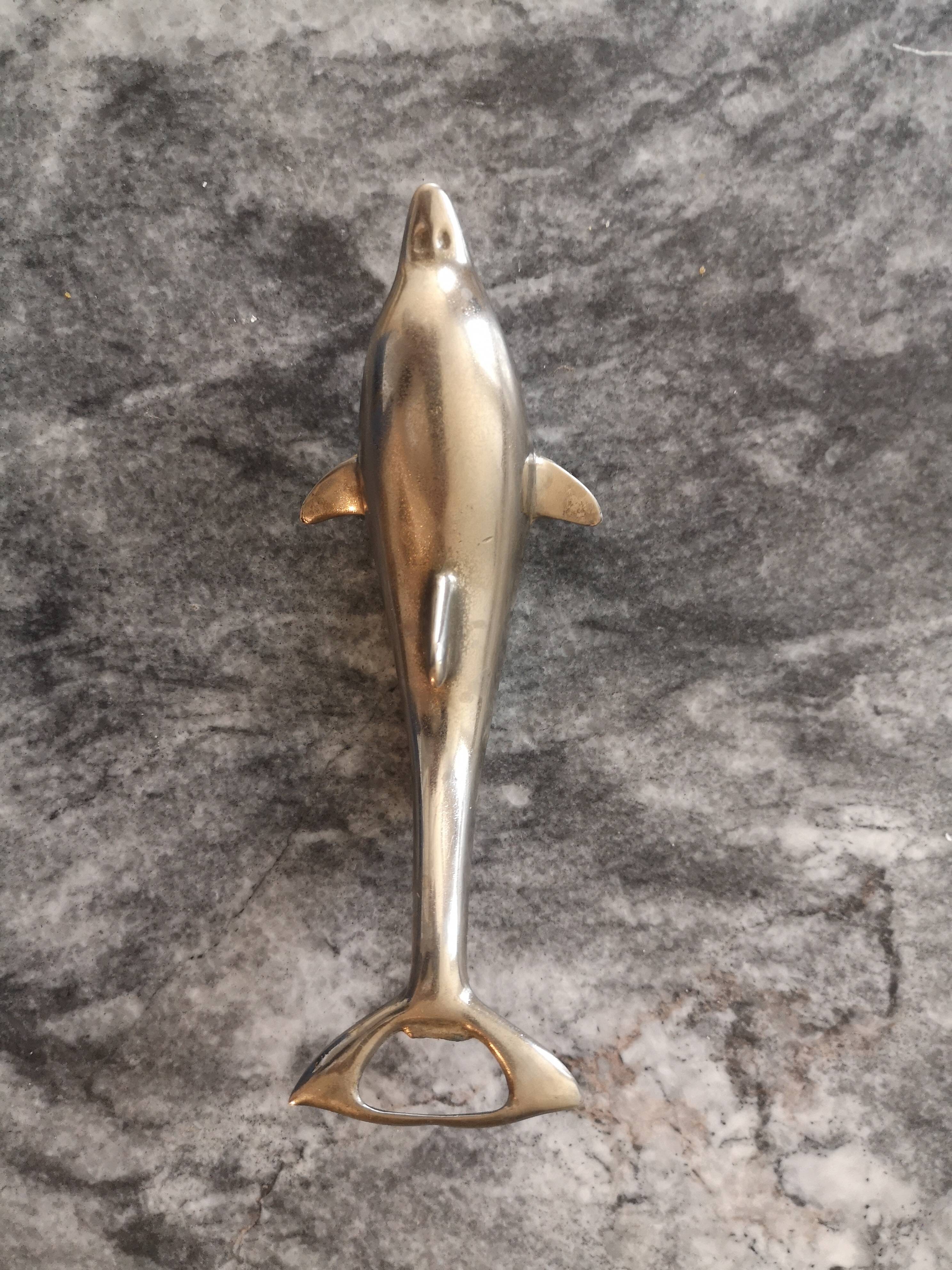 Vintage bottle opener in silver metal, 1950
