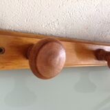 Three-headed wooden patere / vintage 60s-70s