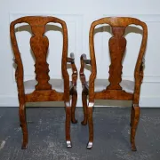 Art Deco Queen Anne Style Armchairs in Walnut Burl, 1920s, Set of 2