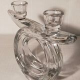 Candlestick with two arms in crystal of Vannes 60s