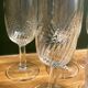 6 clear glass champagne flutes in very good condition