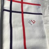 Embroidered tablecloth FL rectangle basque fabric navy and red