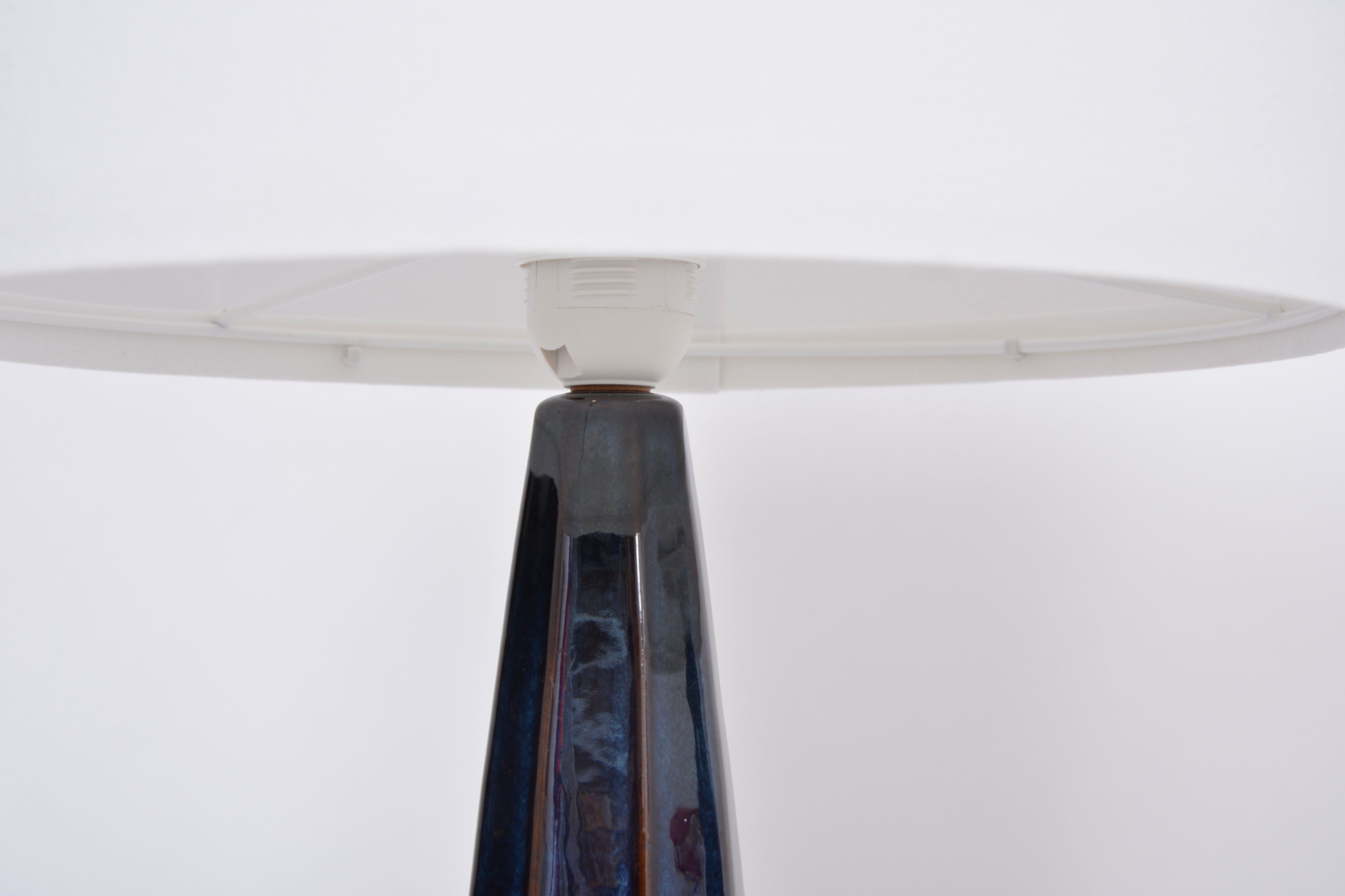 Pair of blue mid-century table lamps model 1055 by Einar Johansen for Soholm