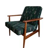 Ensemble de fauteuils vintage par Juliszu Kędziorek en jacquard vert, 1960
