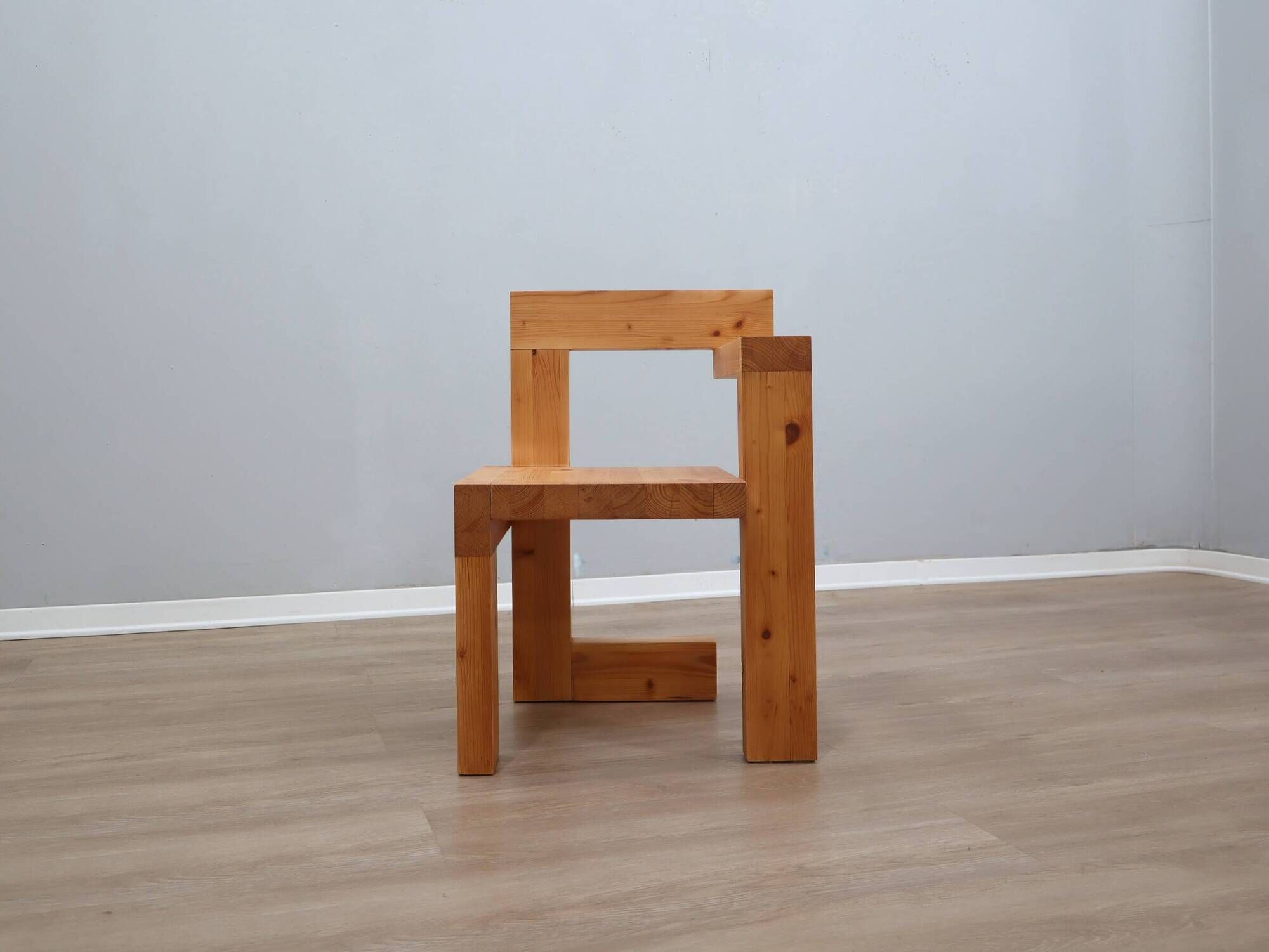 1980s Steltman Chair larch wood by Gerrit Rietveld