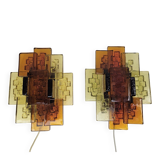 Set of wall lamps glass amber Holm Sorensen Denmark