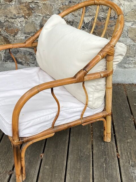 Pair rattan armchairs