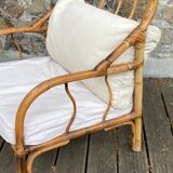Pair rattan armchairs