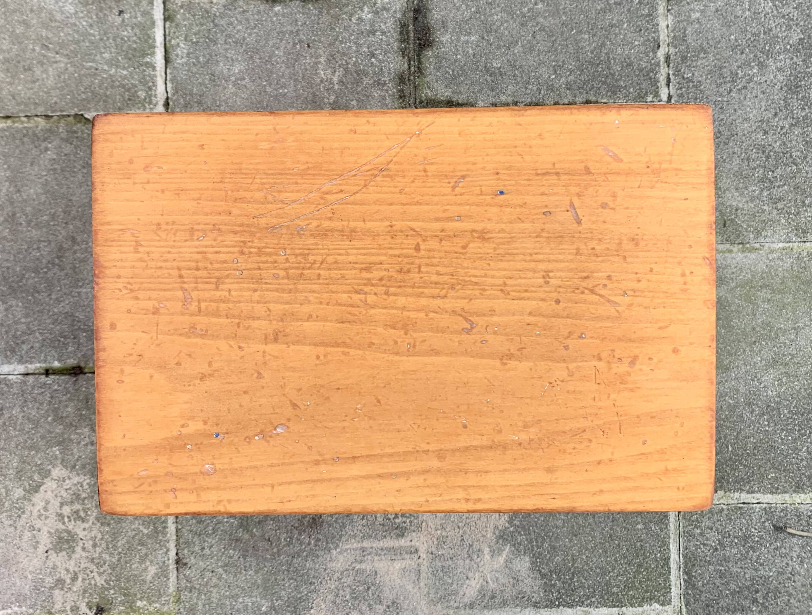 Vintage step stool in wood and steel