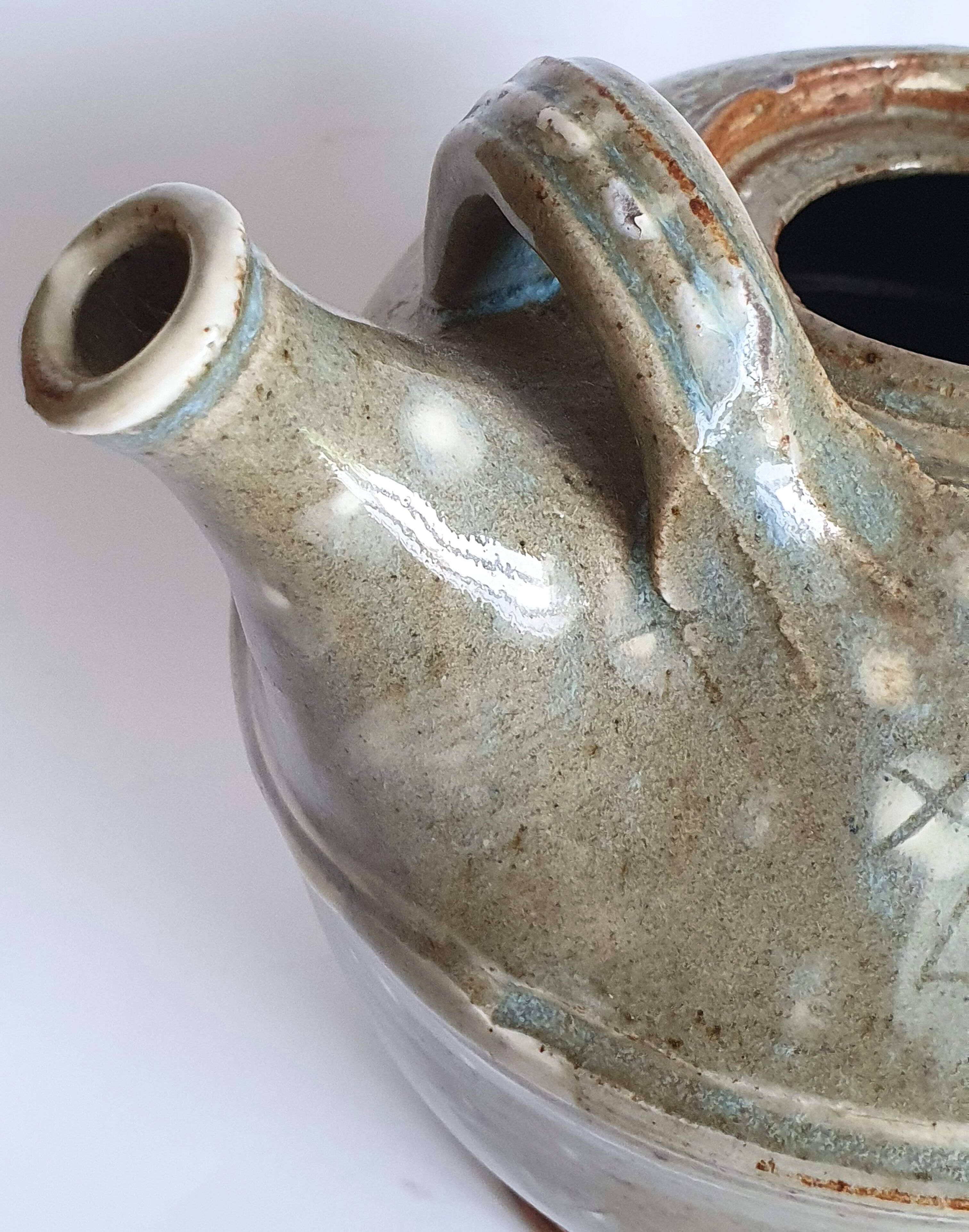 Enamelled stoneware ceramic teapot