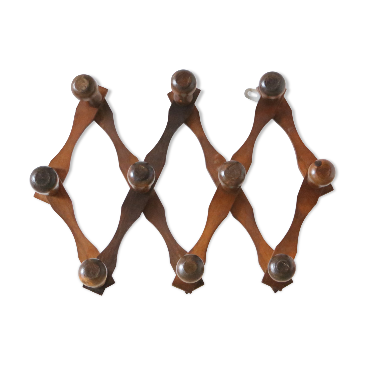 Vintage coat rack, wood, accordion