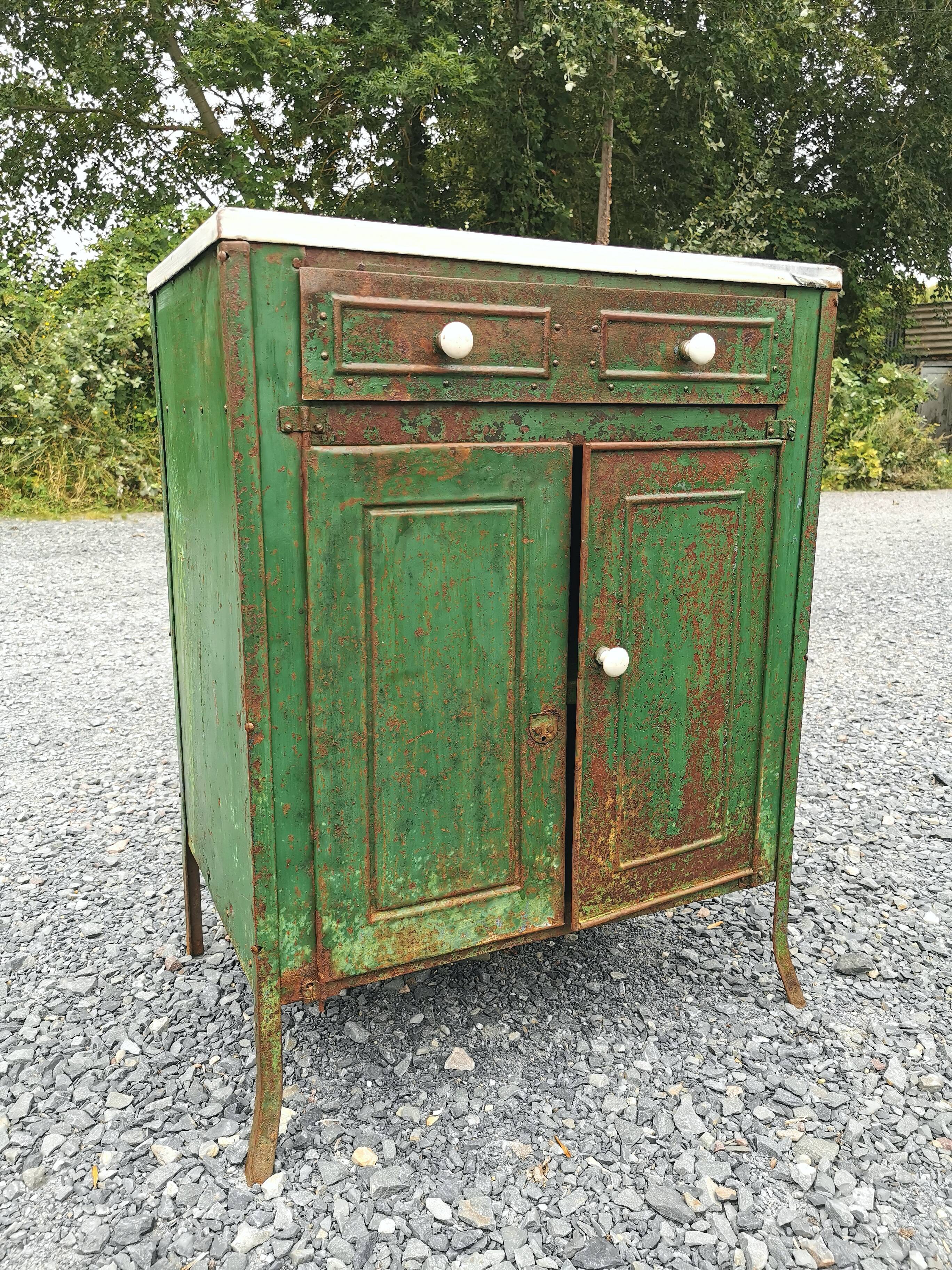 Patinated metal furniture