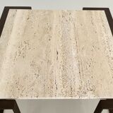 Italian mid-century travertine marble coffee table and metal base, 1970