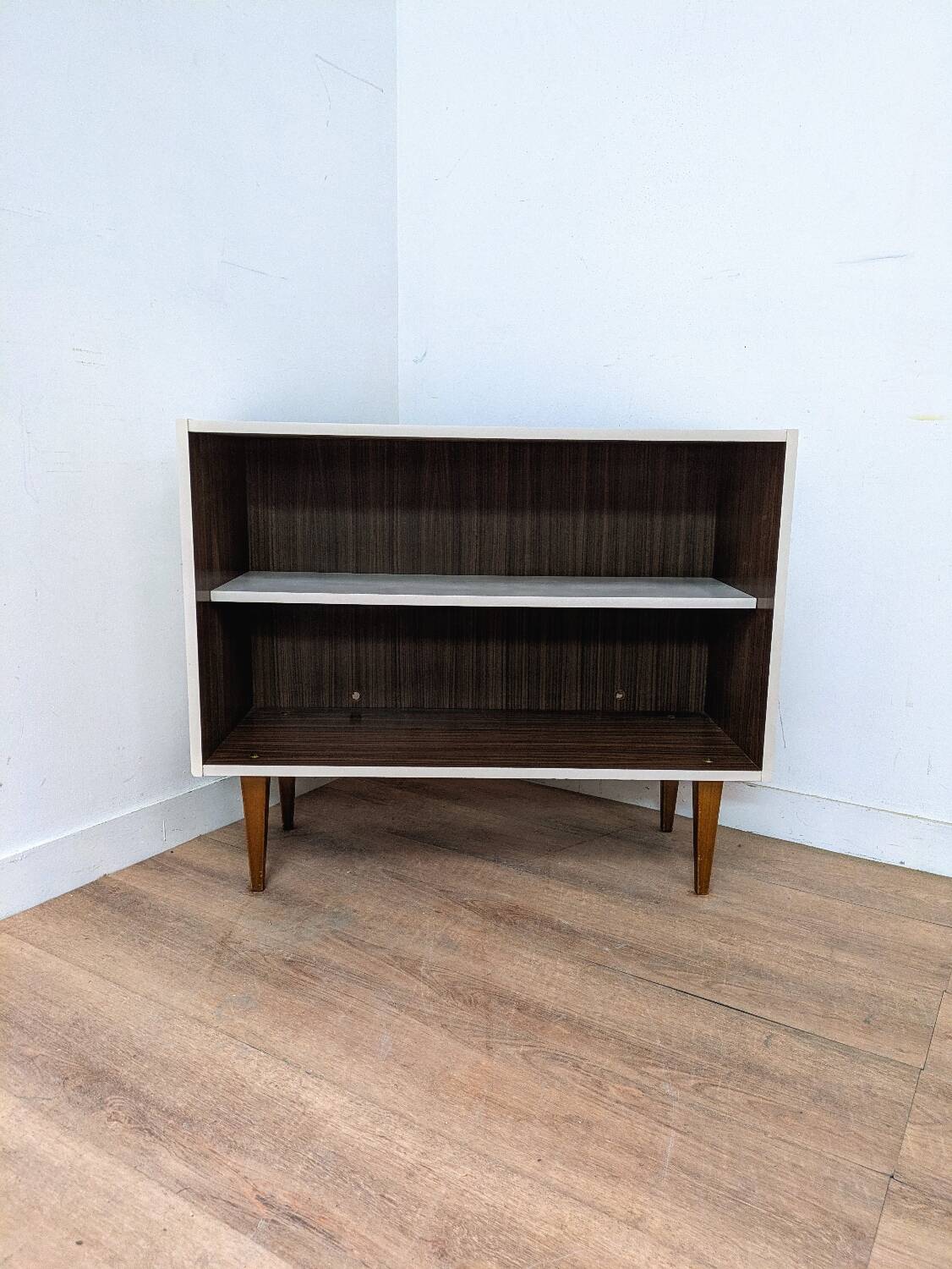 Vintage wood and white storage unit