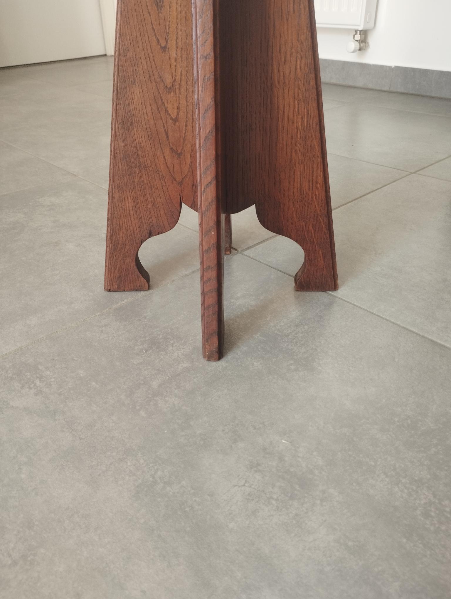 Antique oak stool, folk art
