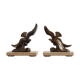 Pair of art deco seagull bookends in regulation and marble